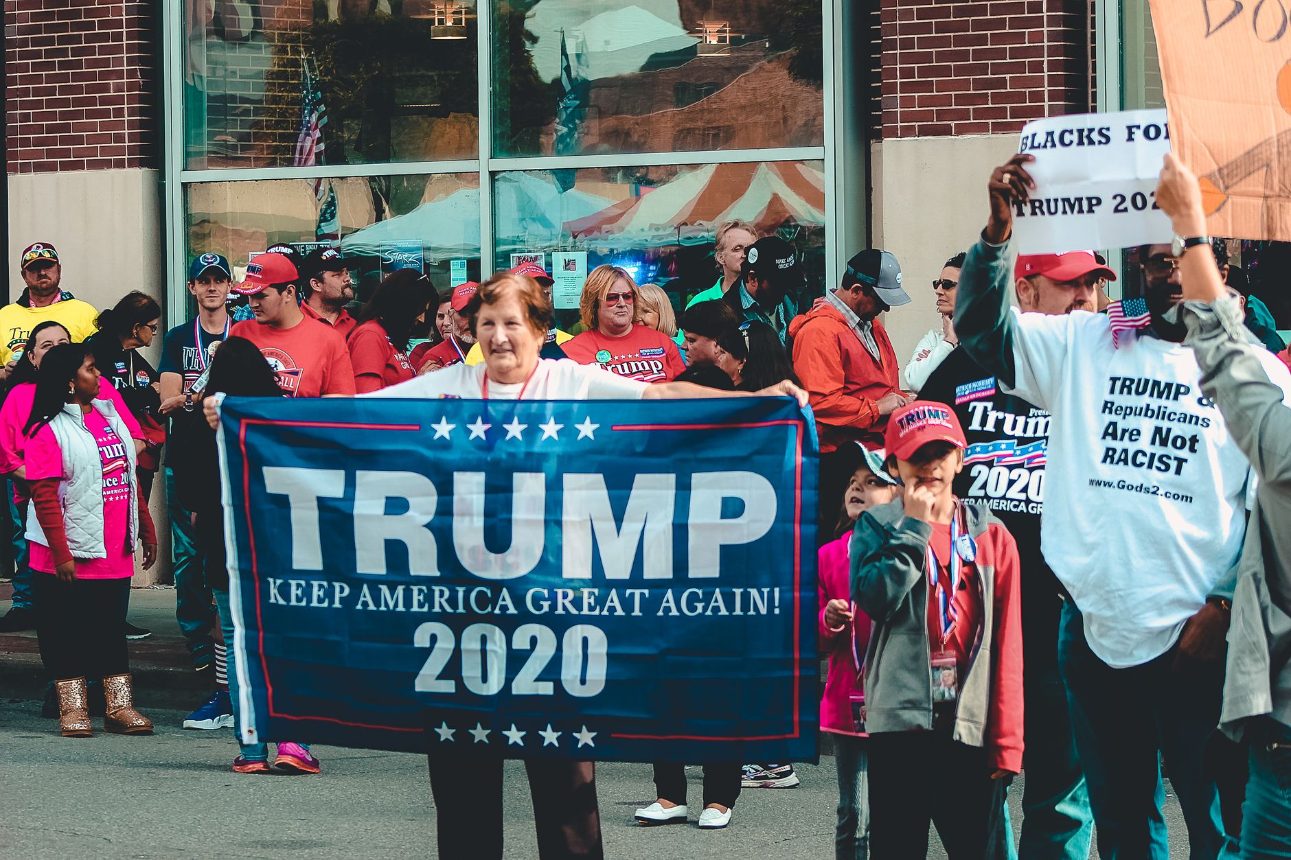 A crowded political campaign rally