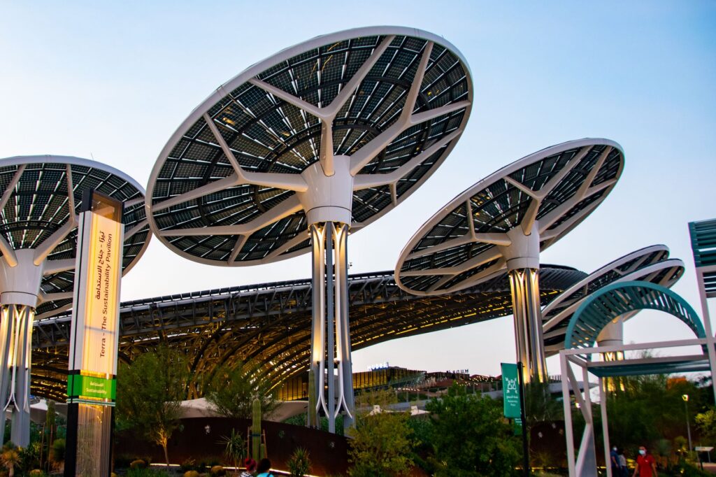 Solar panel structures in Dubai showcasing renewable energy